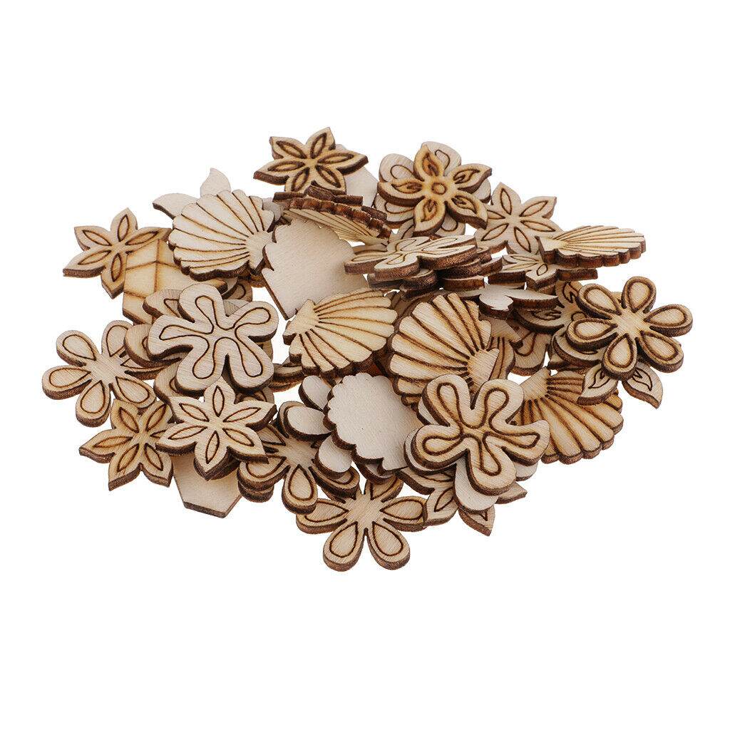 100 pieces flower wood discs wood scrapbooking wood pieces DIY craft