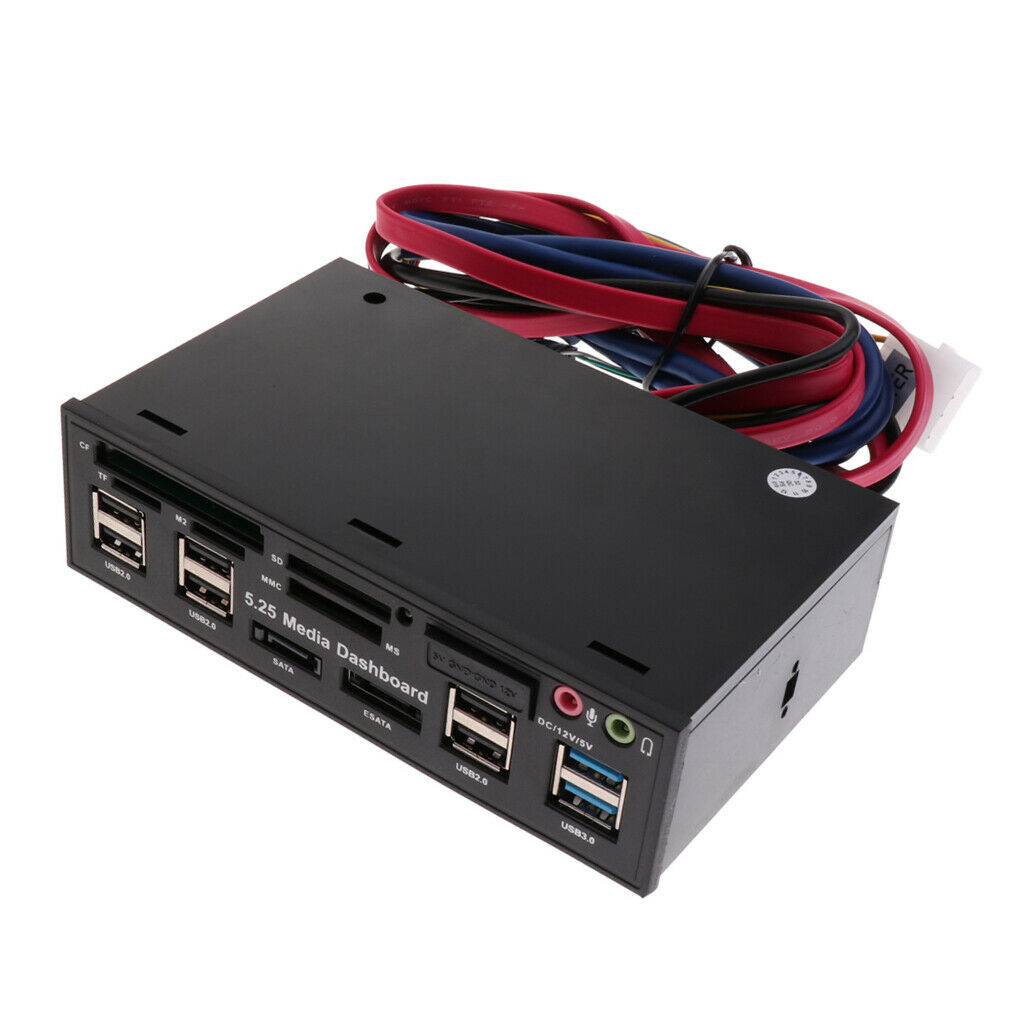 5.25" Optical Drive Multi-functional Dashboard Media USB 3.0 Front Panel - Black