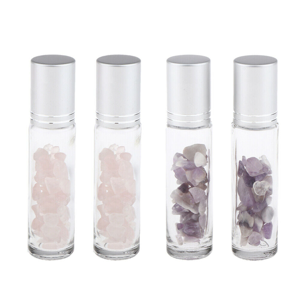 Set of 4 10ml Empty Oils Aromatherapy Bottles Tubes Containers Pink+Purple