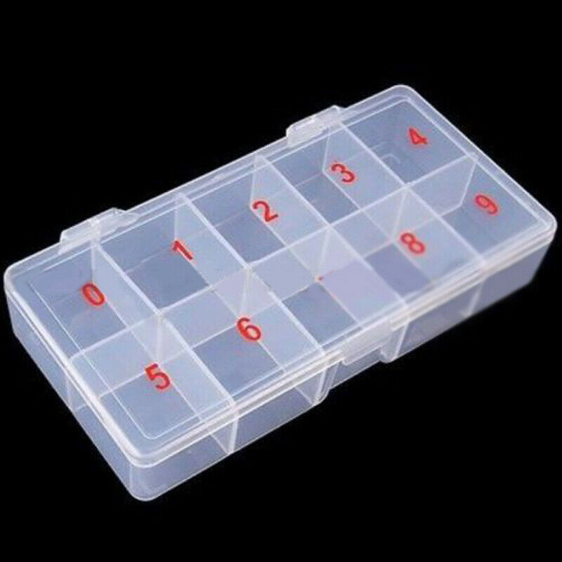10 Compartment Plastic Empty Storage Case Box for False Nail Art Tips Gems Beads