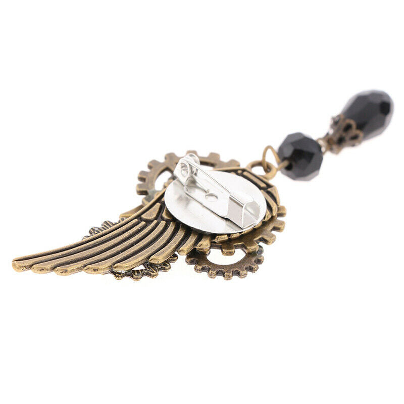 Steampunk Gears Wing Brooch Retro Punk Gothic Chest Pin For Woman ManA TH