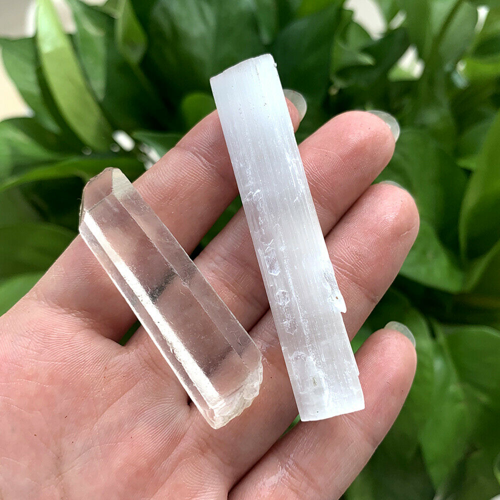 Large Chakra Stones Set: 7 Rough Crystals & Raw Selenite Wand (CHARGED ROCKS)