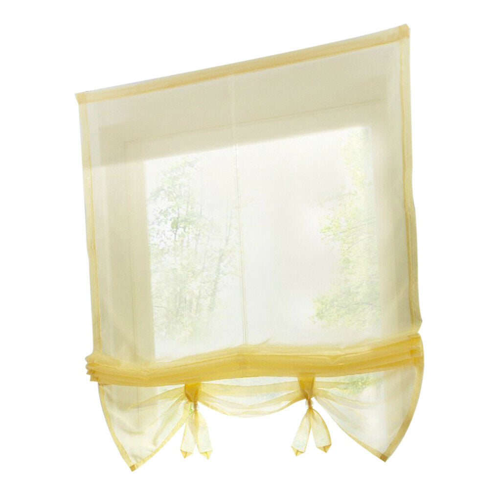 Roman Curtain, Tie Up Shade, Rod Pocket Window Valances Yellow 140x155cm