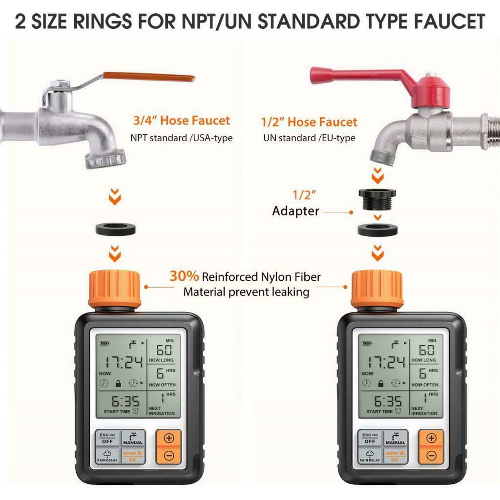 Programmable Water Timer IP65 Waterproof Upgrade Material for Garden