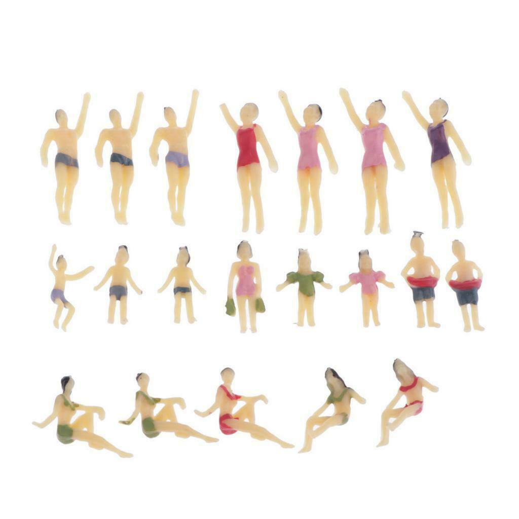 40 Pieces Plastic HO 1/100 Peoples Beach Crowd Set Sandtable Layout Accs
