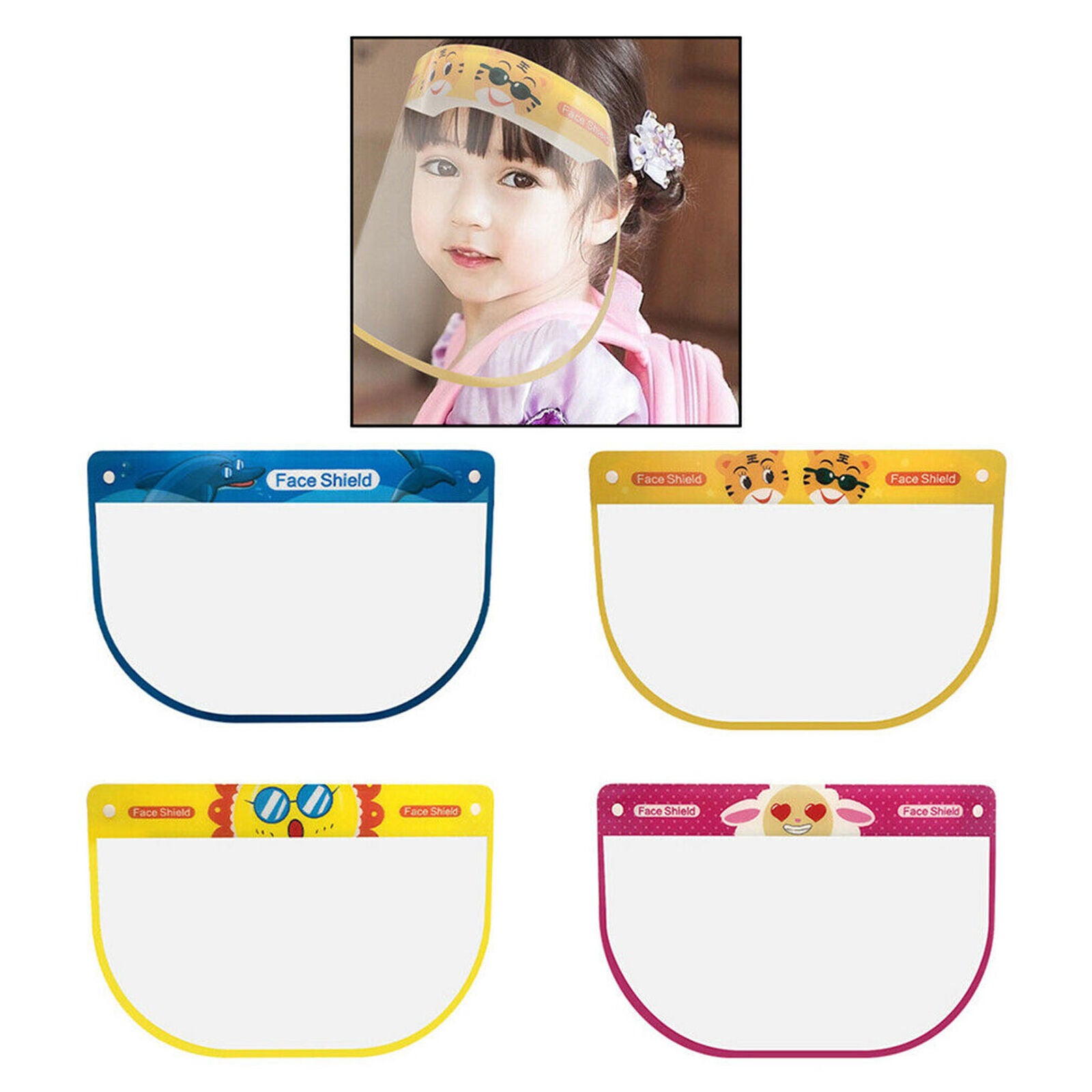 4x Kids Full Face Shield Nursery Guard Face Cover Visor Cap No Fog Dustproof