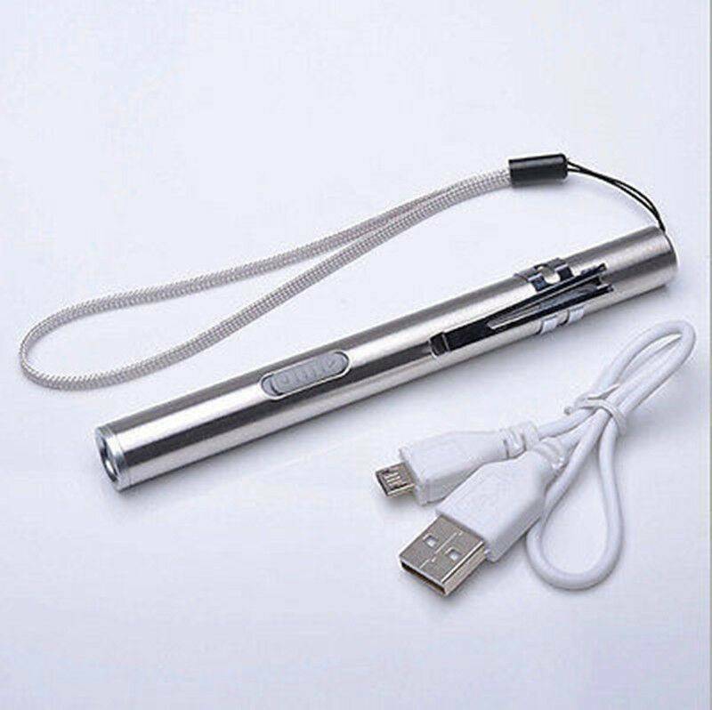 1x new Pocket Torch 50lm Pen Size Q5 Lamp Flashlight White LED USB Rechargeable