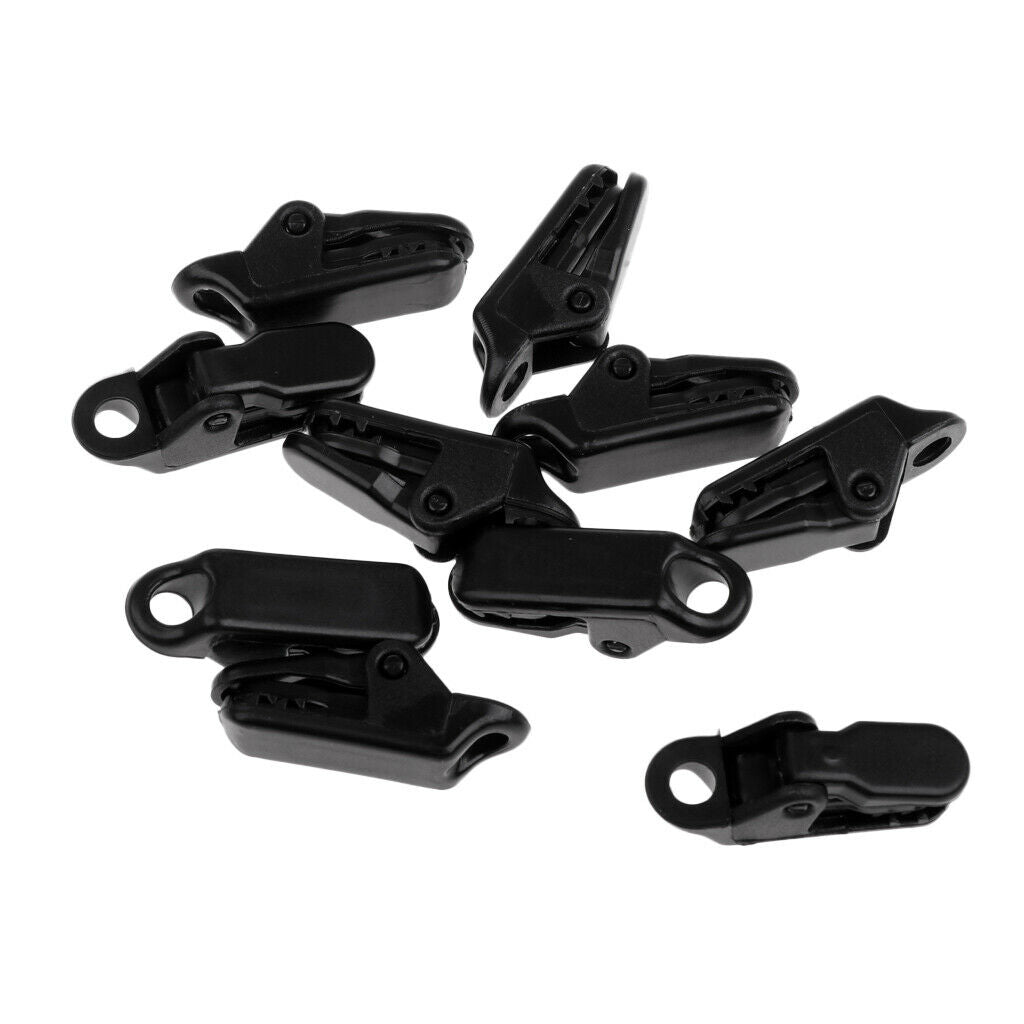 10pcs Camping Tent Clips Accessories Outdoor Tent Clamp Black Hanging Hooks