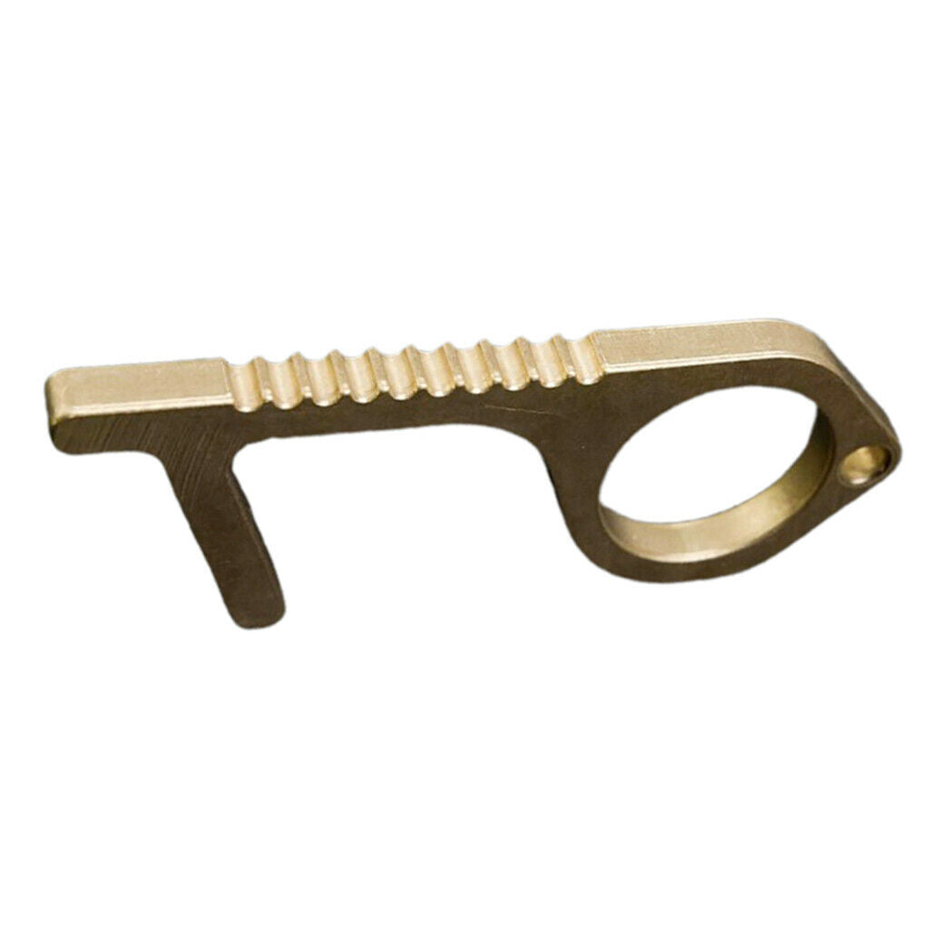 Non Contact Hand Brass Door Opener Handle Key Tool Keychain Avoid Touching