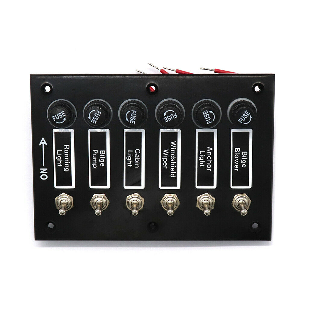 Boat Rocker Switch Panel 6 Gang Waterproof Circuit Breaker Marine Caravans