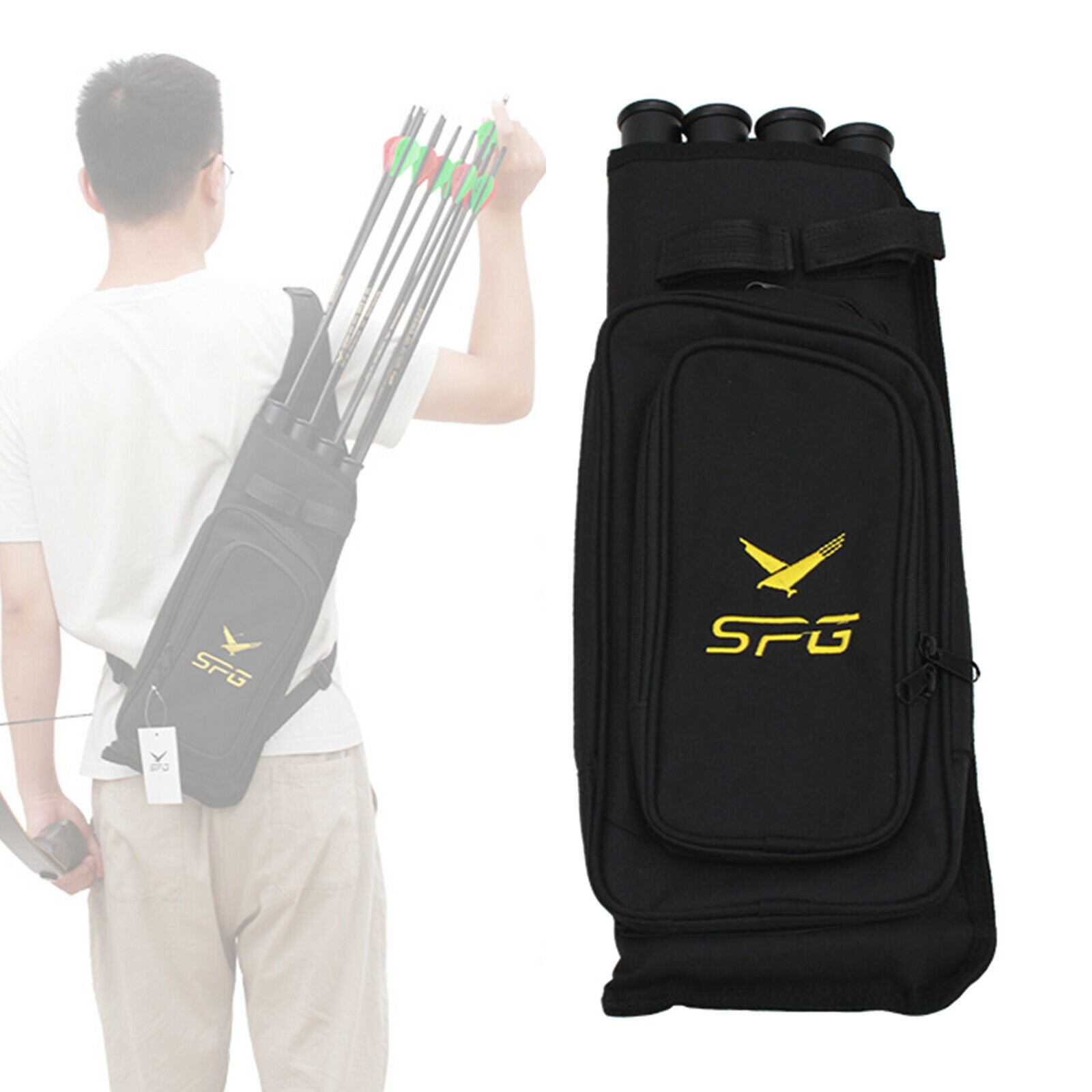 4Tube Archery Arrows Quiver Bag Holder Hunting Shooting Training Back Quiver