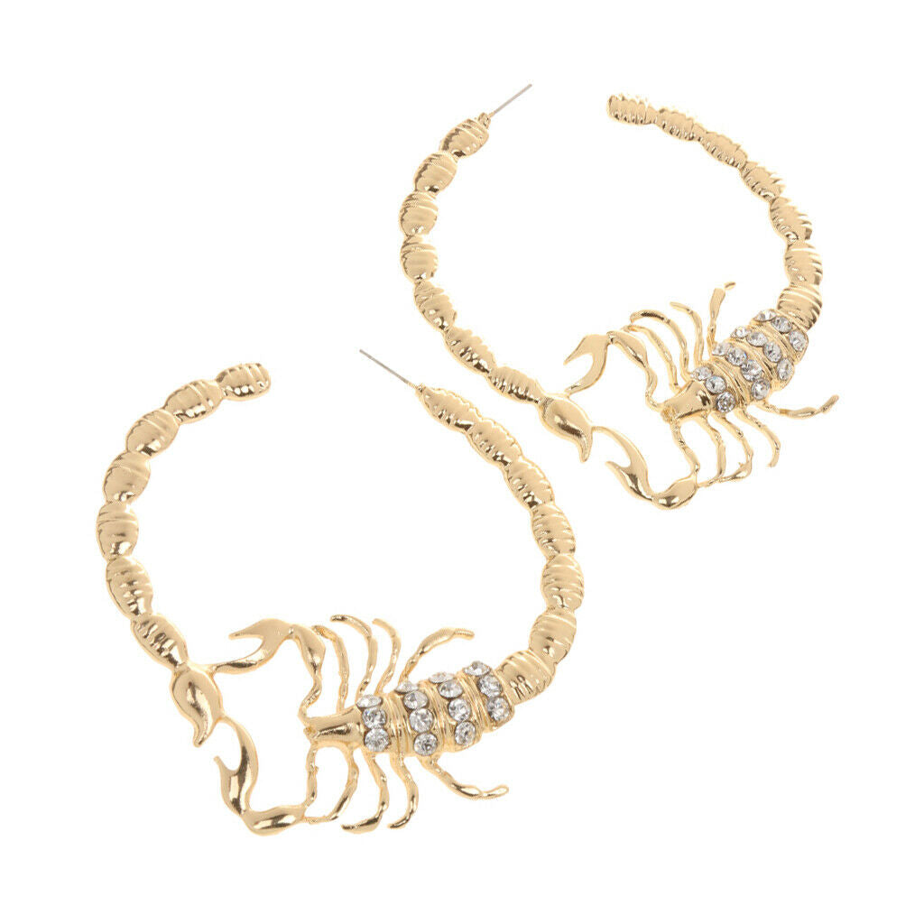 Fashion Women Huggie Scorpion Stripe Crystal Old School Bamboo Big Hiphop