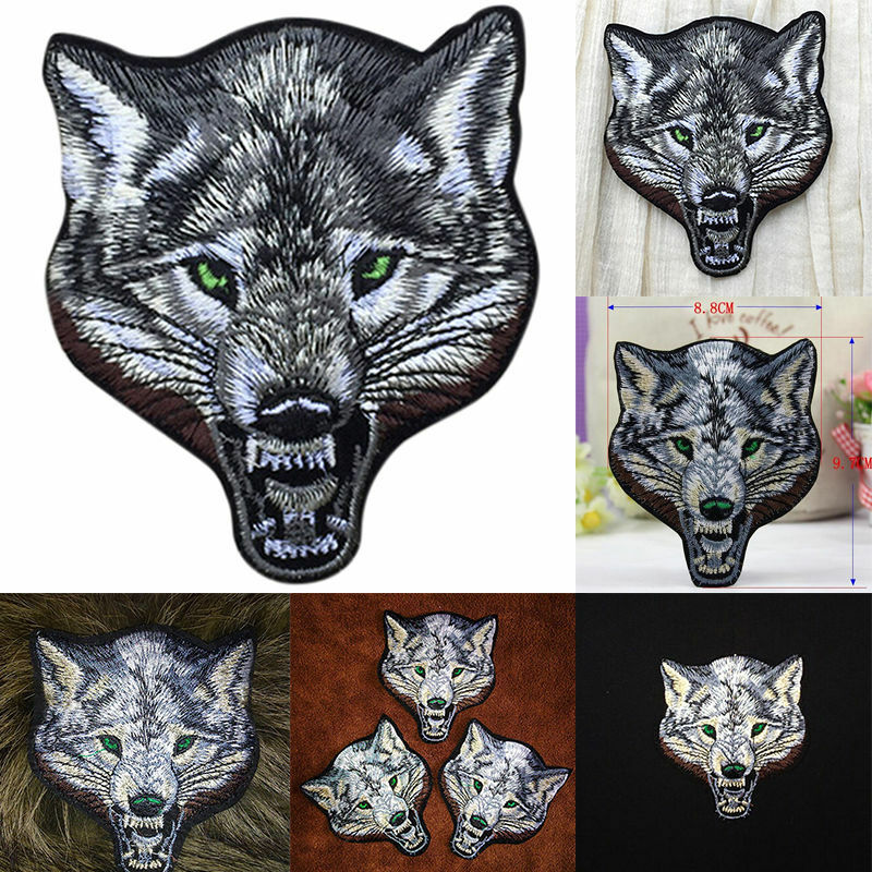 Animal wolf head iron on patches Sewon embroidered patch motif applique!e.l8