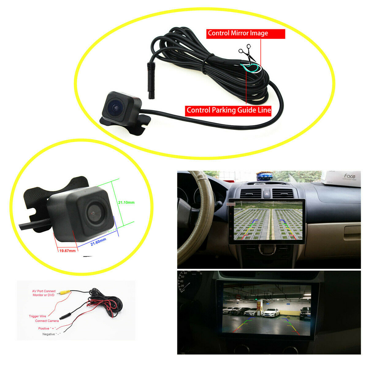 1 Set Mini Auto Vehicle Front/Side/Rear View Reverse Camera + Conversion Line