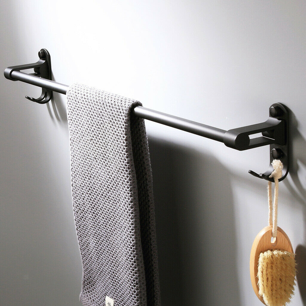 2Piece of  Black Finish Aluminuml 24Inch Bathroom Towel Rack Wall Mounted Towel
