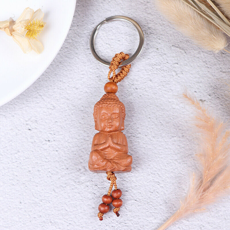 Mahogany Three-dimensional Engraving key chain Lifelike Buddha Pendant Ke.l8