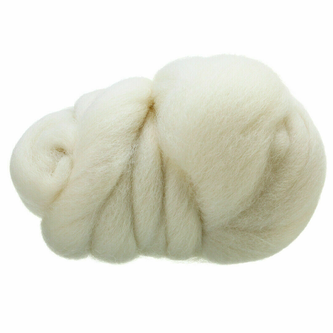 50g White Color Roving Wool Fibre Dyed Wool Tops For Needle Felting DIY Craft
