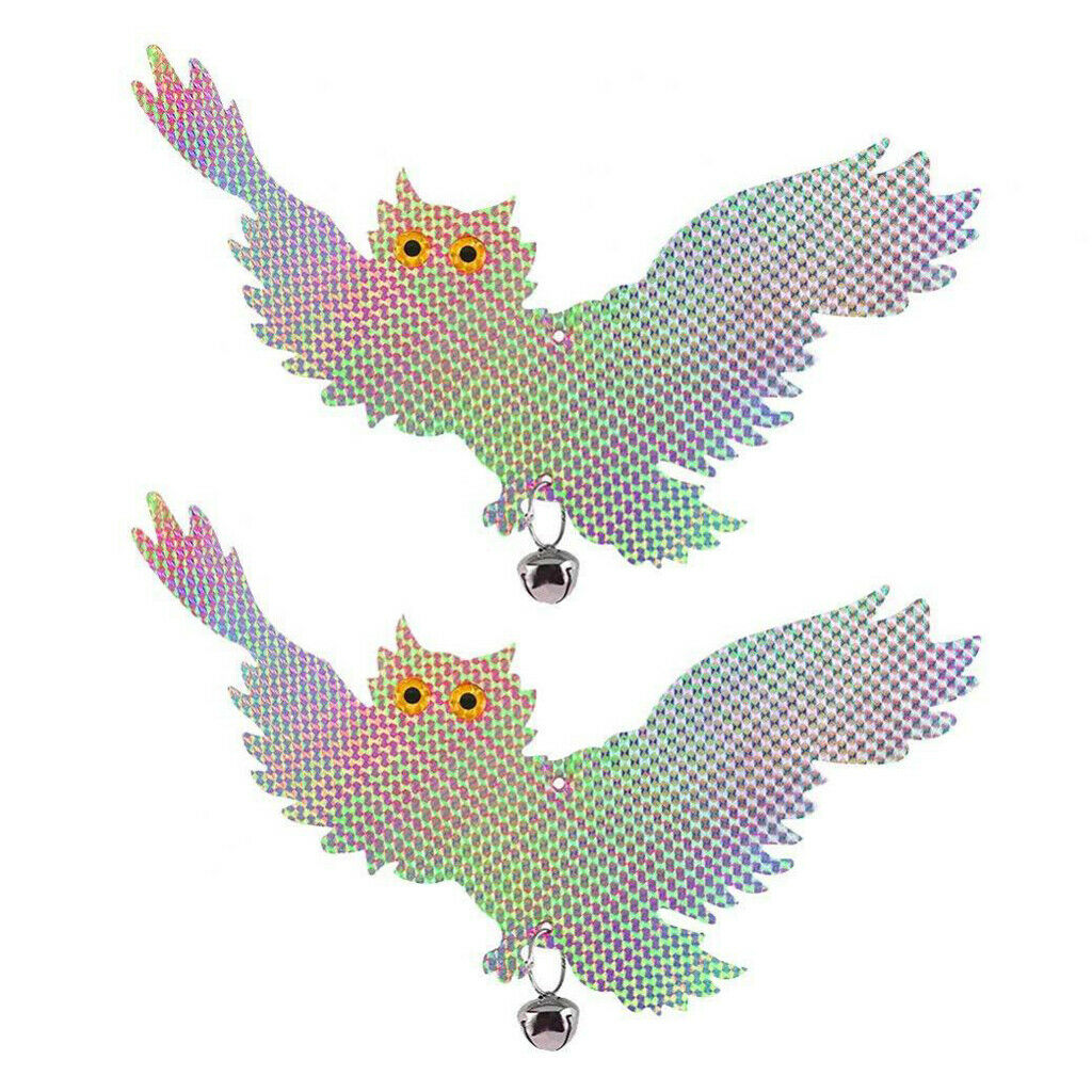 2Pcs Reflective Flying Realistic Owl Decoy Garden Protection Bird Scarer Natural