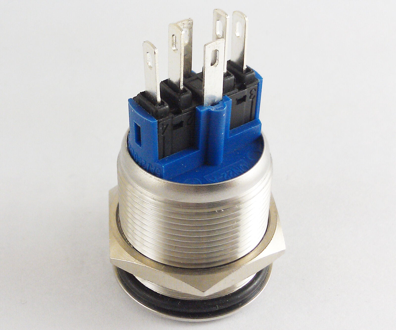 1pc Metal Flat Ring LED Push Button Waterproof Self-Locking Switch  22mm QN22-A1