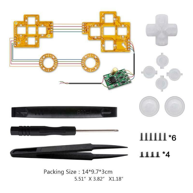 Multi-Colors Luminated D-Pad Thumbsticks Face Buttons LED Kit for PS4 Controller