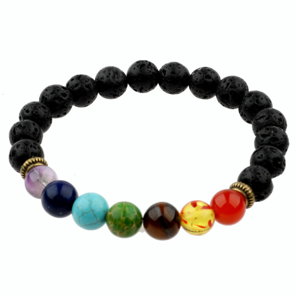 Unisex Essential Oil Diffuser Lava Stone Bracelets Aromatherapy 7 Chakra Healing