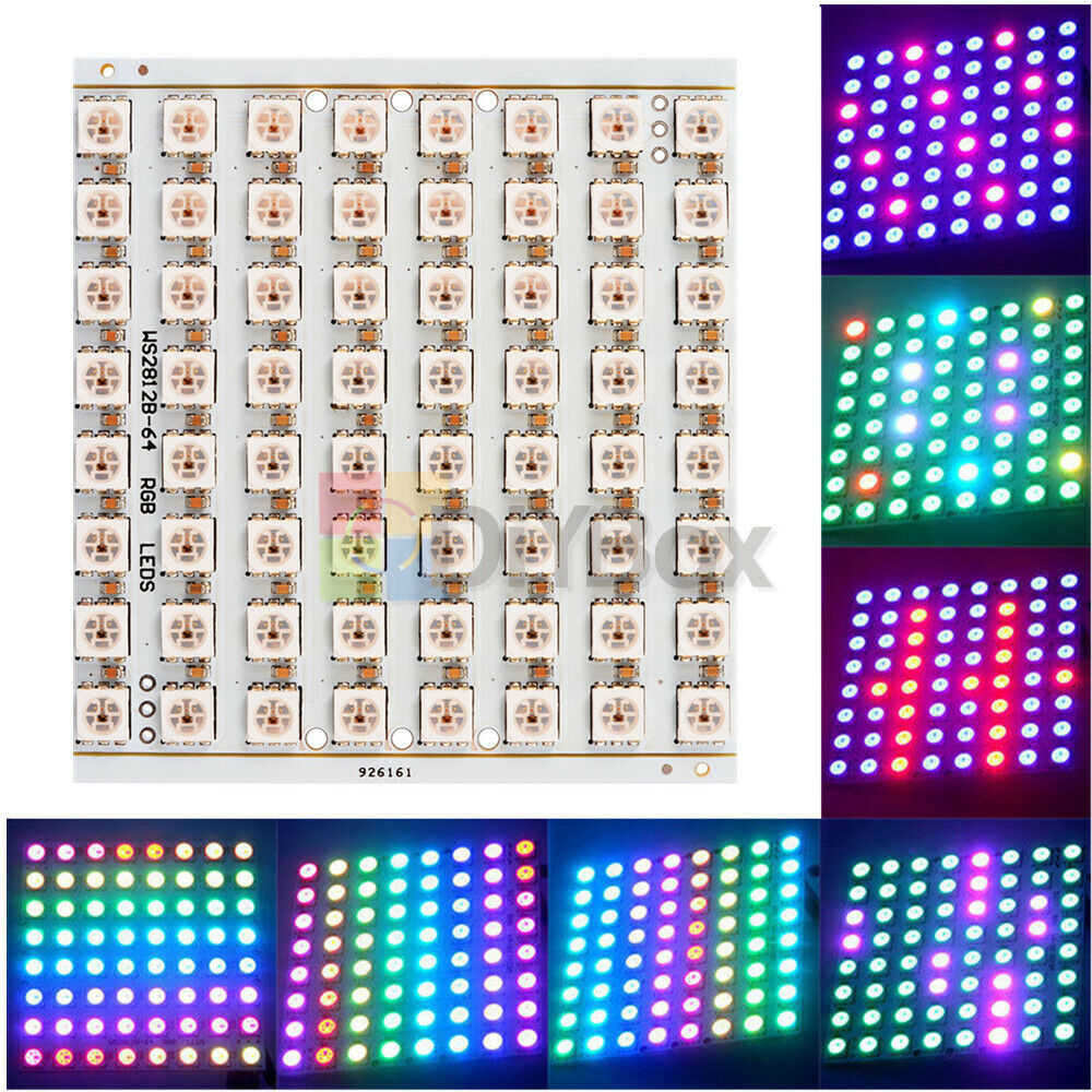 5V WS2812B 8x8 64-Bit Full Color 5050 RGB LED Lamp Panel Light For Arduino OS857