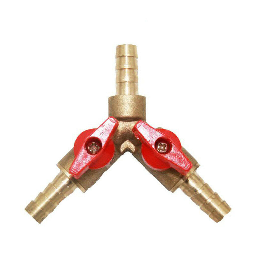 3 Way Y Shape Shut Off Ball Valve Brass for Tighten Oil Water Gas Hose 10mm