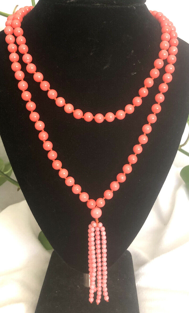 New 7-8mm round pink natural high-quality coral necklace Buddhism 50â€