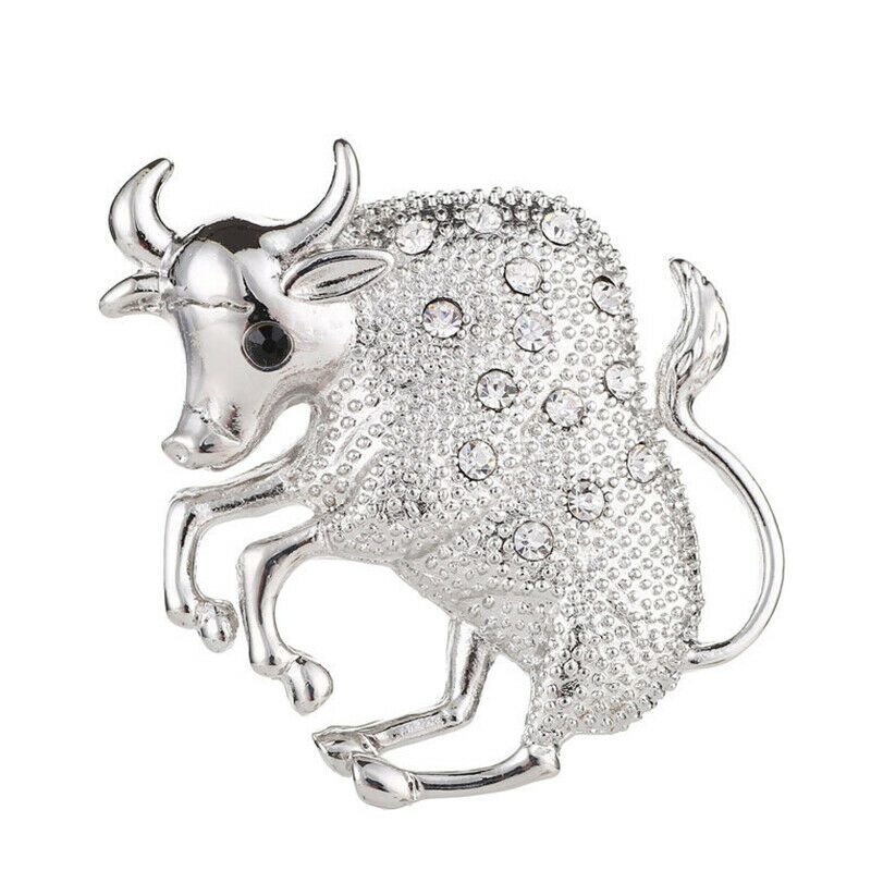 Cattle Brooch Jewelry Rhinestone Crystal Bull Cow Animal Brooches Metal P.l8