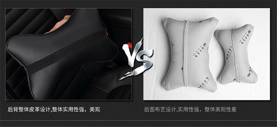 For All Vehicles PU Safety Car Headrest Breathe Seat Head Neck Rest Pillow 2PCS