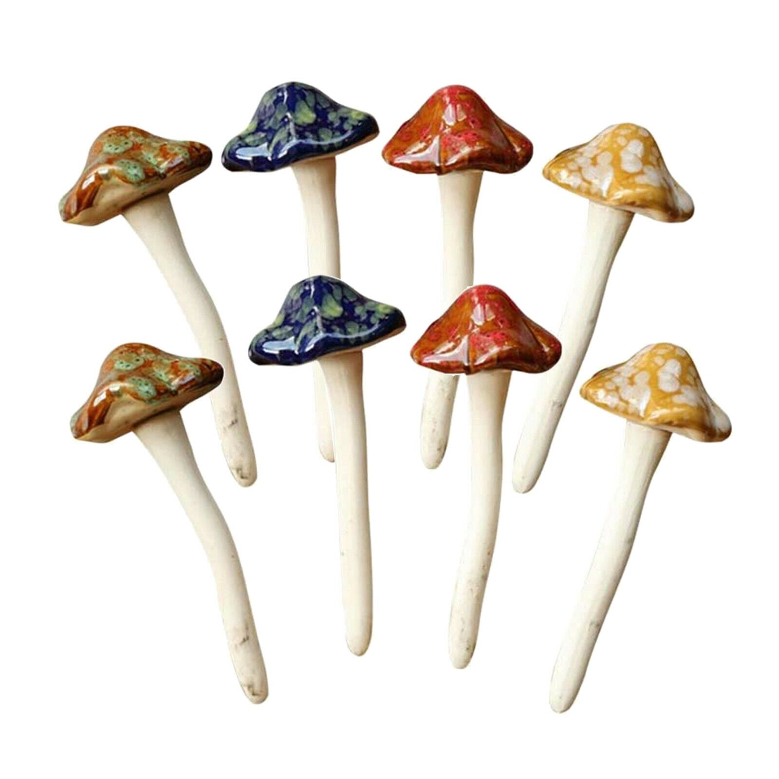 Set of 8 Mushroom Garden Ornaments Perfect for Fairy Gardens Lawn Bonsai Decor