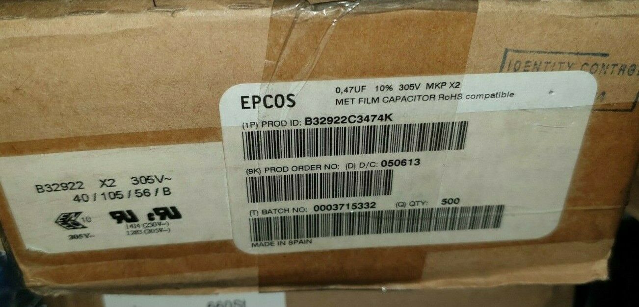 4PCS EPCOS Safety Capacitors 0.47uF 10% 305Vac MKP X2, LS 15MM B32922C3474K !