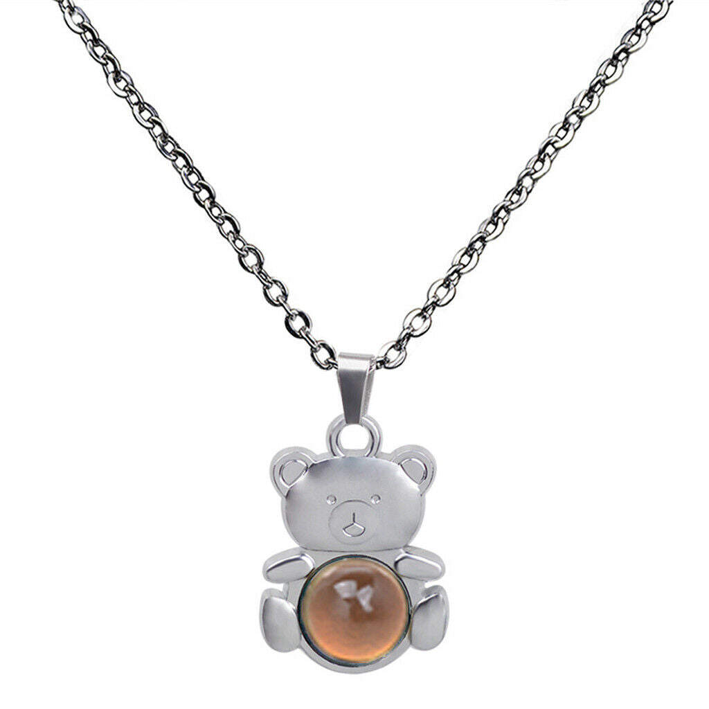 Charm Color-changing Mood Necklace Bear-shaped Pendant Women Banquet Jewelry