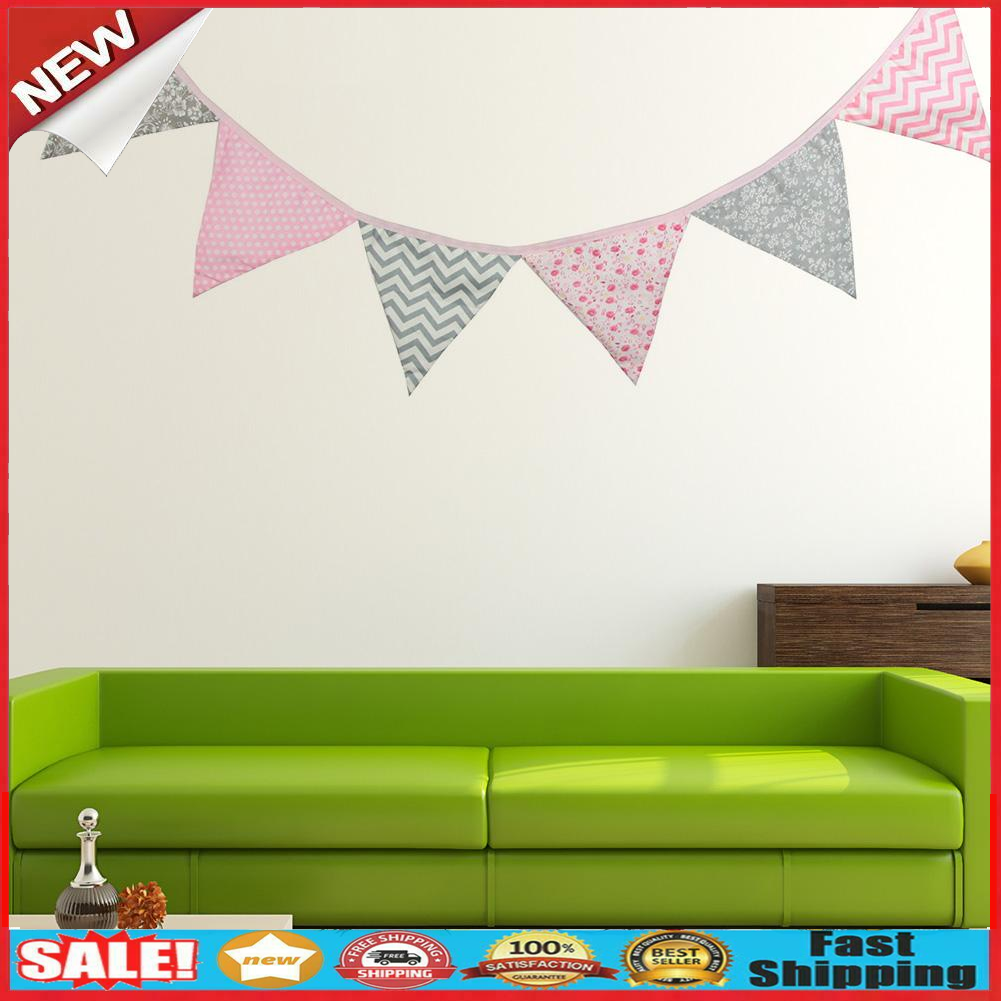 12 Flags Triangular Red Flag Bunting Wedding Birthday Party Home Decoration @