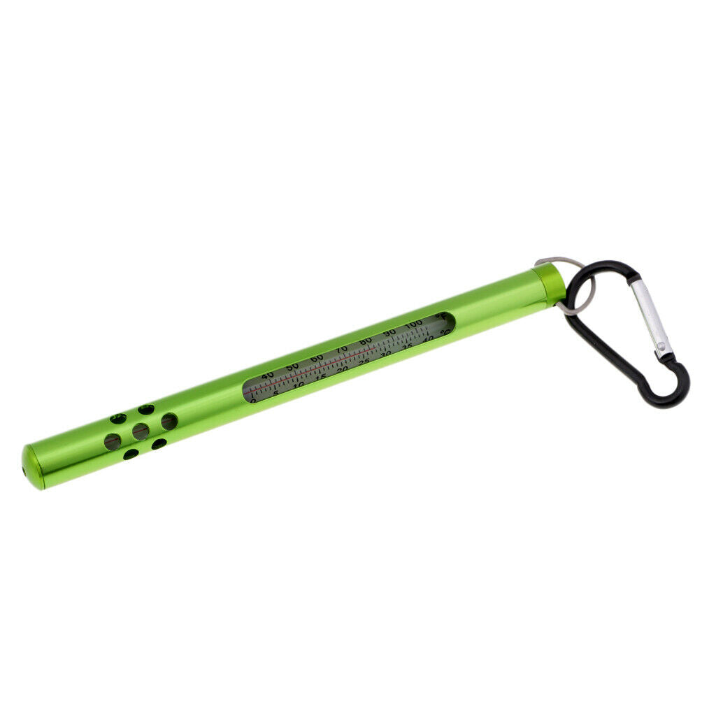 Metal Glass Fly Fishing Water Sea Stream Thermometer Fishing Accessory Green