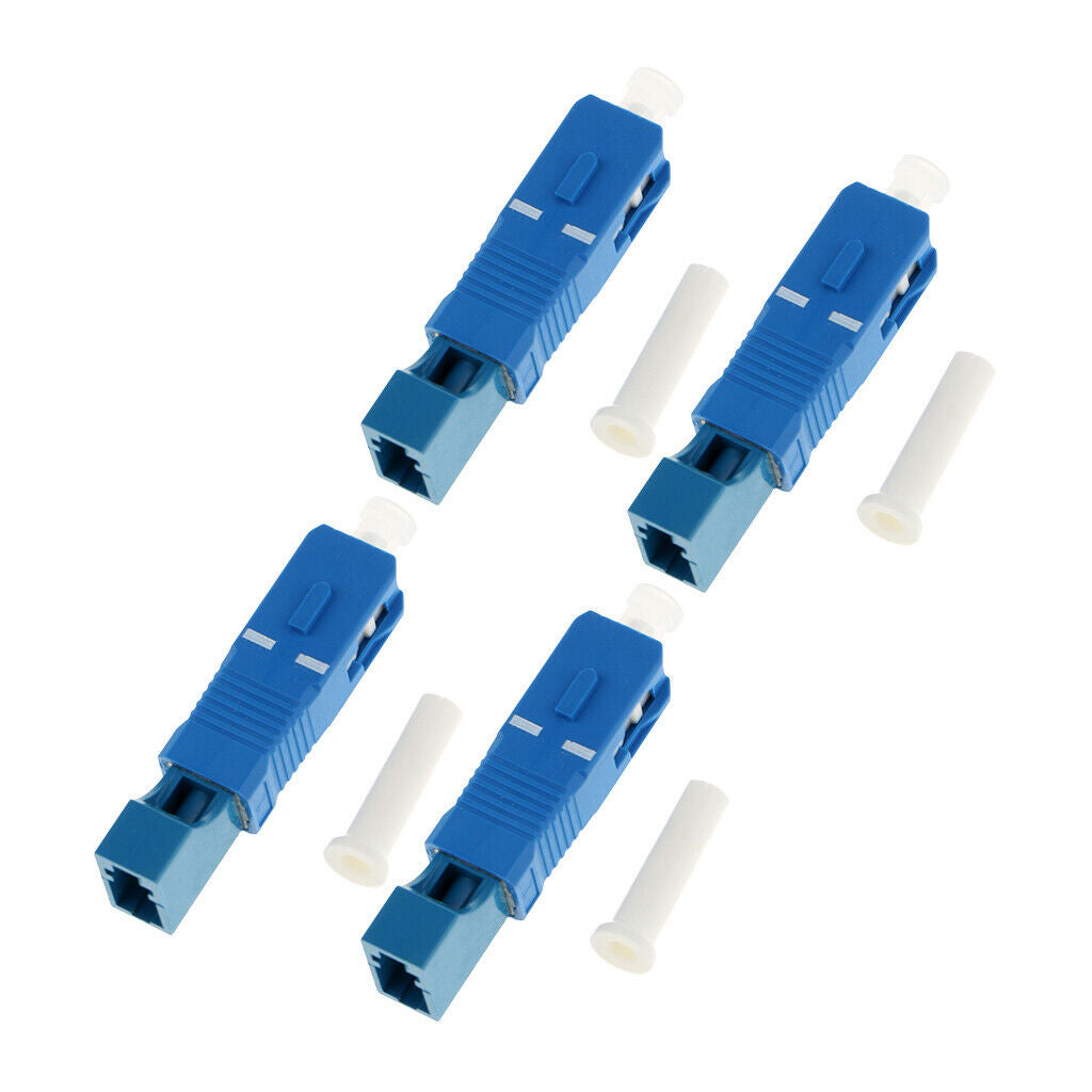 4Pcs Single Mode SC Male to LC Female SM Fiber Optic Connector Adapter Blue