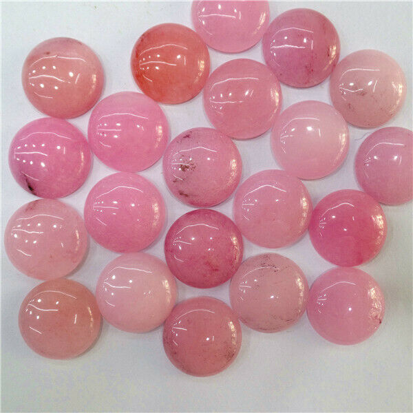 10Pcs 20mm Wholesale Pink Malay Jade Round Cab Cabochon Jewelry Making HH7160