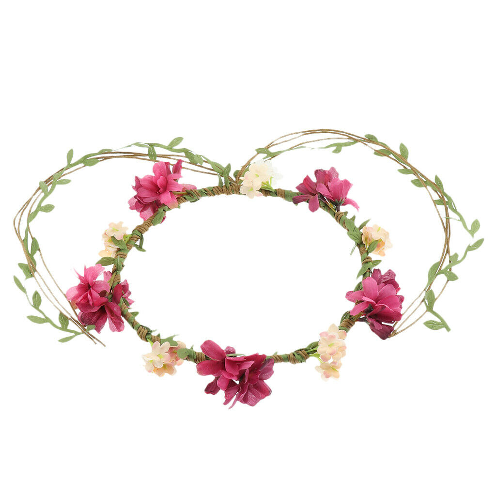 Women Flower Headband Floral Style Cross Head Wrap Hair Band Rose Red