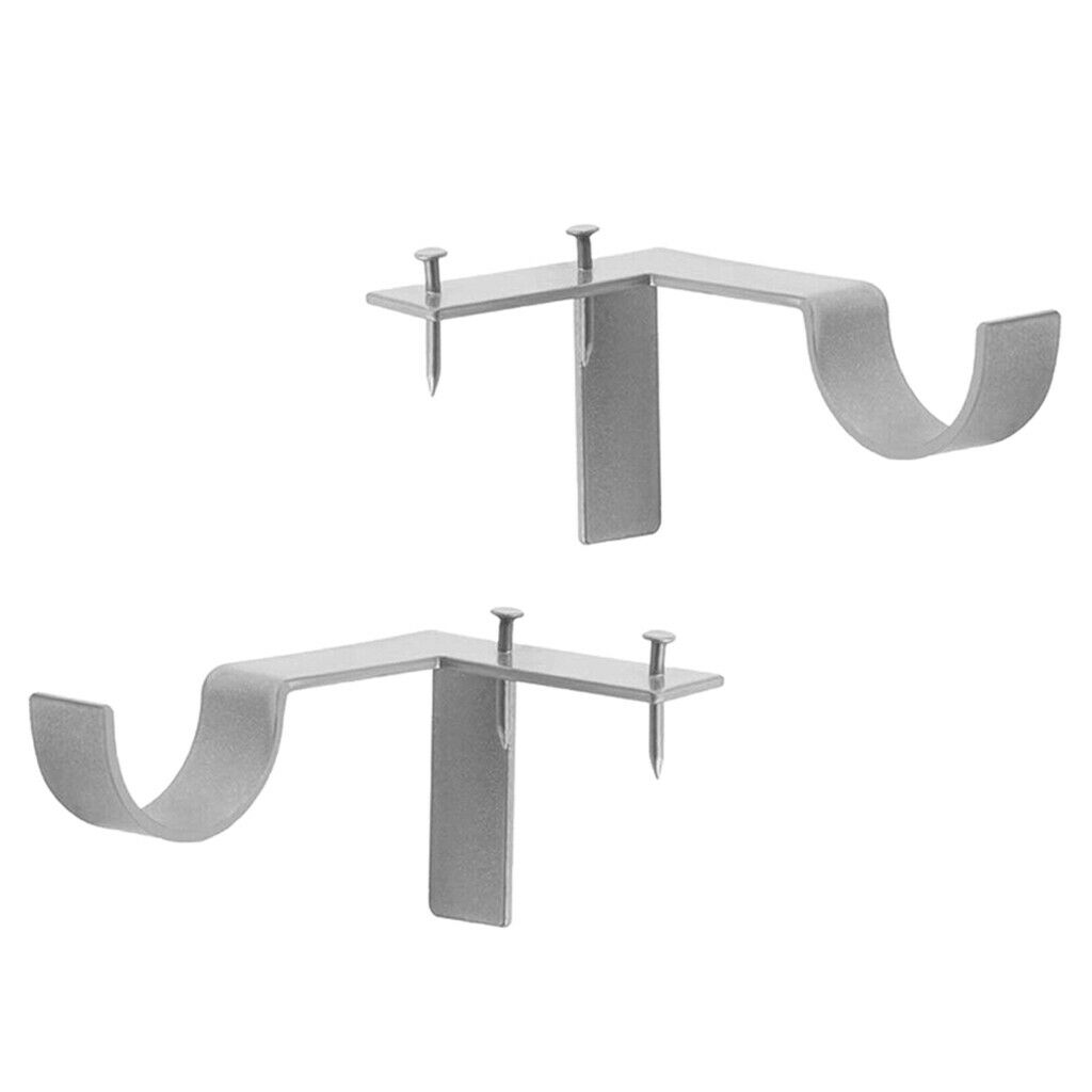 2Pair Curtain Rod Brackets Holders Single No Drilling Adjustable for Window