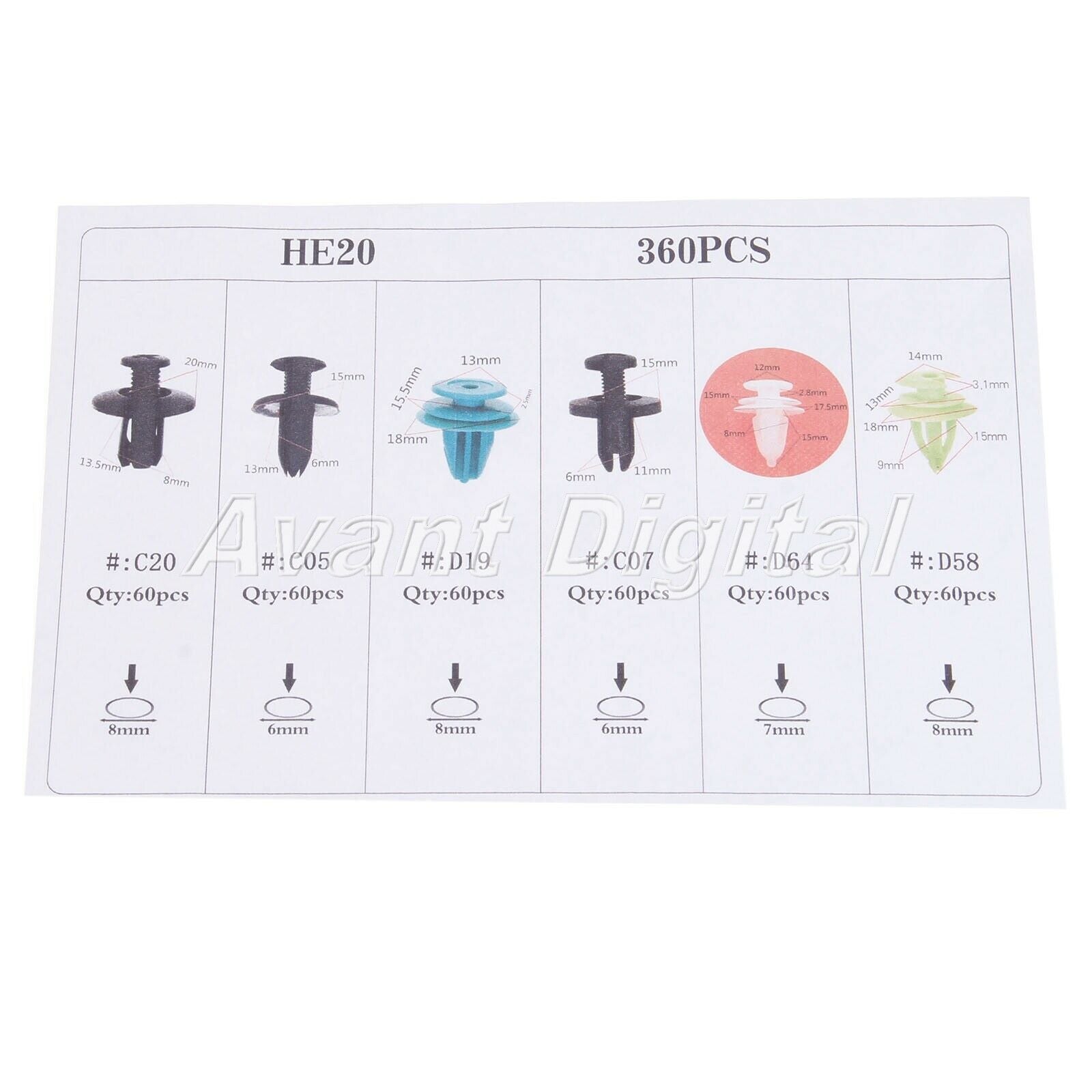 Universal 360pcs Car Mixed Fastener Transparent Boxed Door Clip Rivets Fender