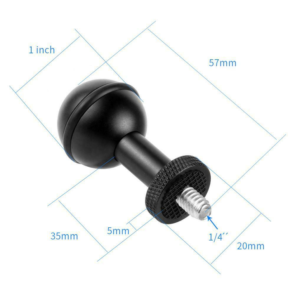 Durable 1" Ball Adapter with 1/4" Screw Underwater Housing Camera Diving Arm