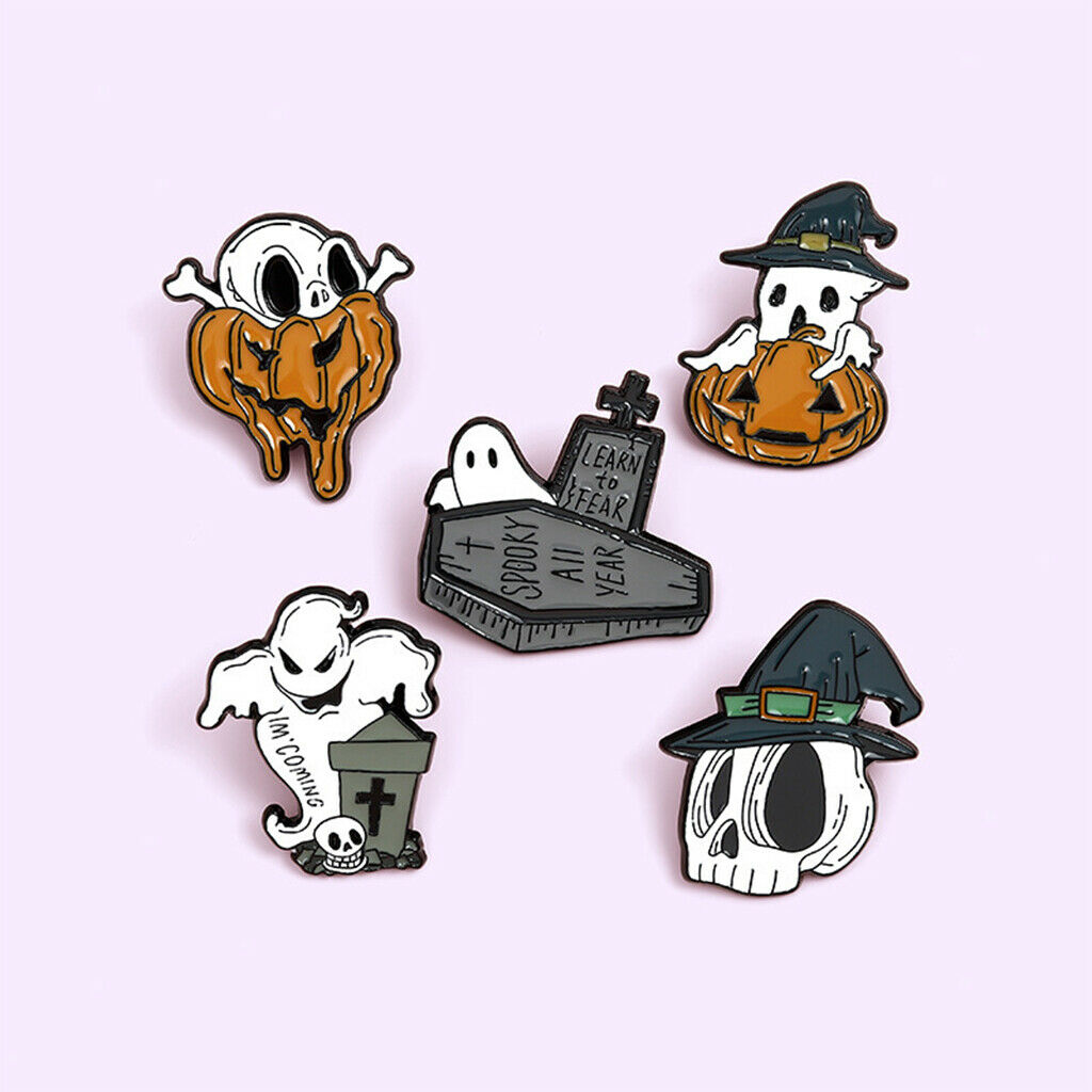 5x Halloween Brooch Pins Set Badges for Girls Boys Jackets Party Prom Decor