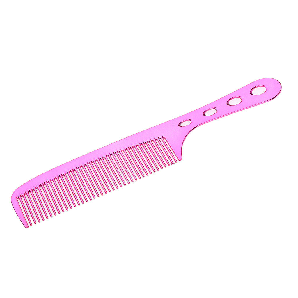 Space Aluminum Antistatic Haircutting Styling Barber Comb for Women Fuchsia