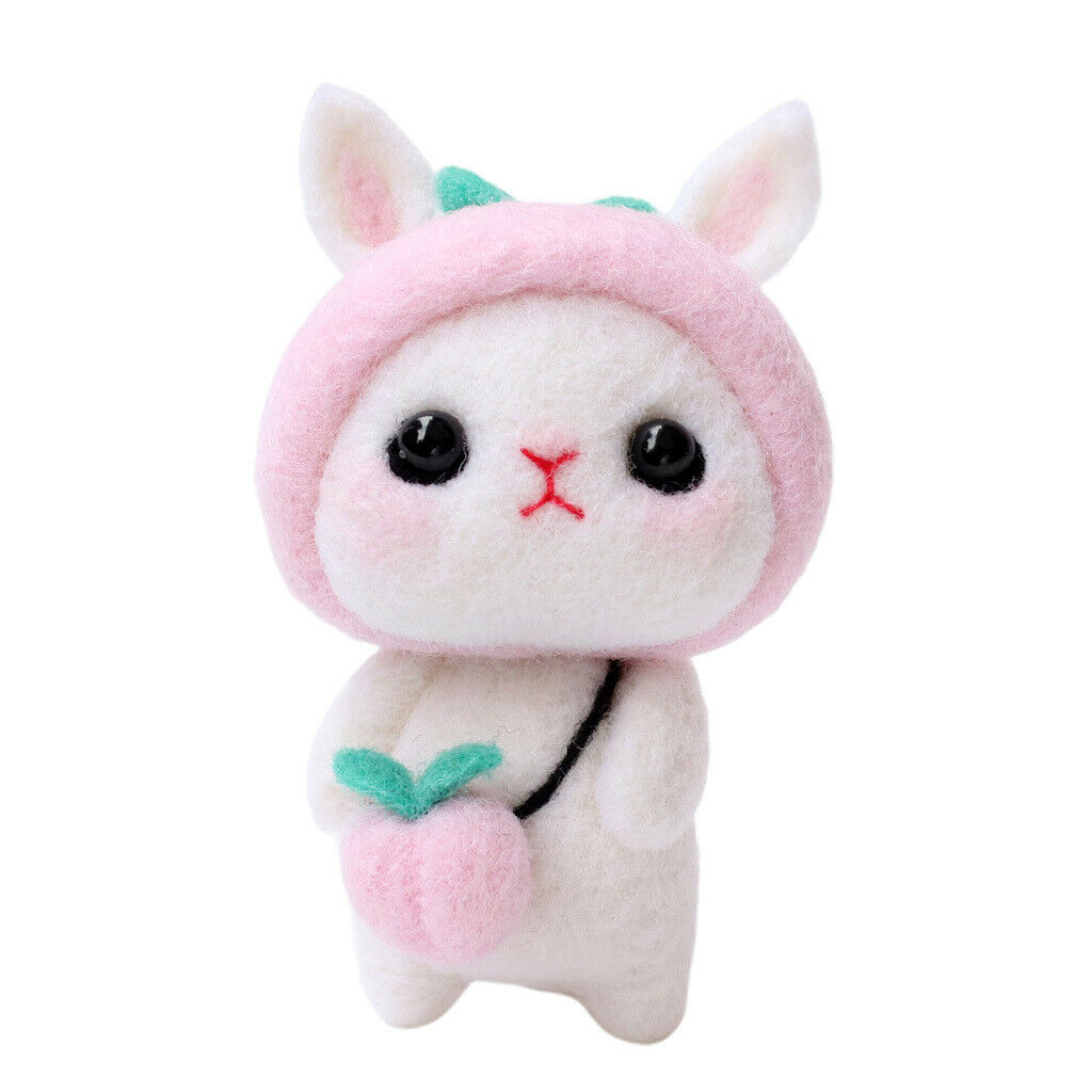 2 Set Cute Rabbit Needle Felting Kits Felting Needle Wool Yarn Hand Craft
