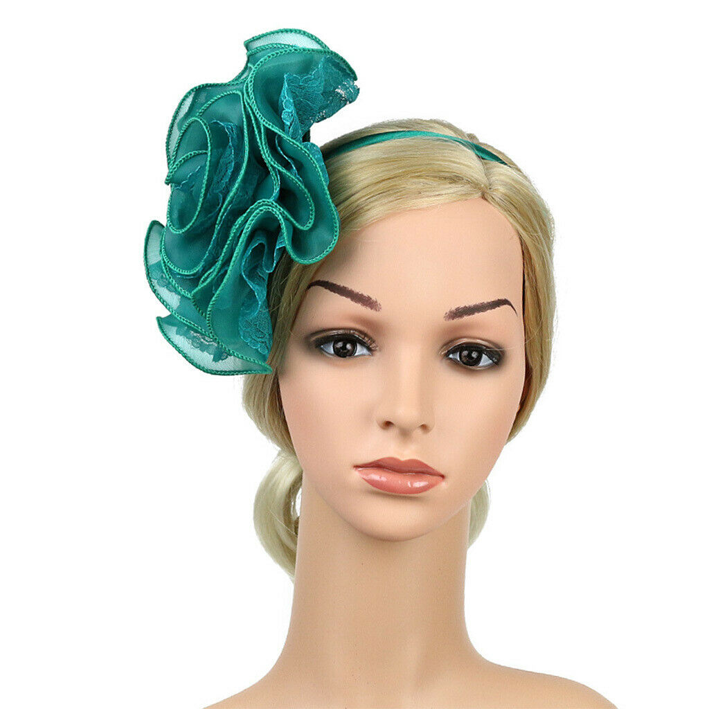 Flower Lace Headband Fascinator Wedding Bridal Royal Ascot Headwear Green