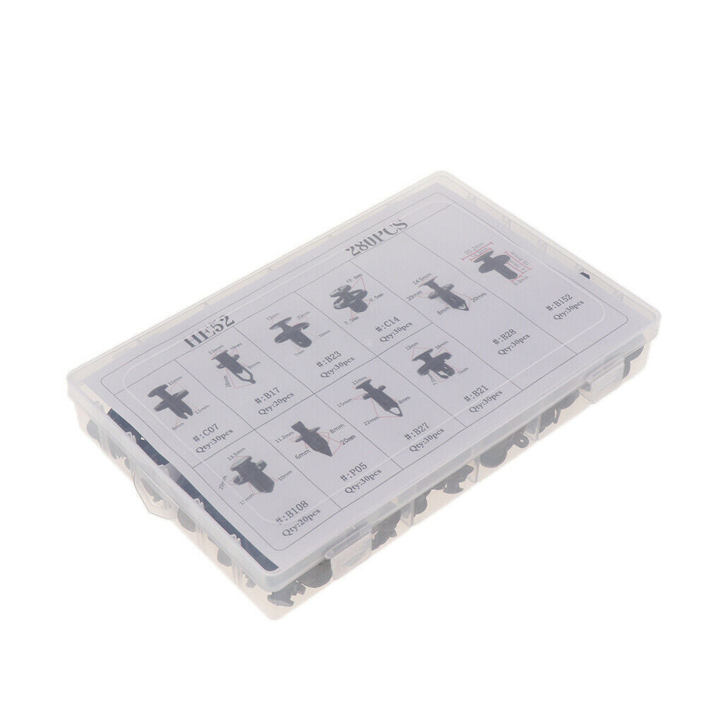 HE52 280Pcs Car Boxed Plastic Fastener Push Type Nylon Rivets Retainer Clips