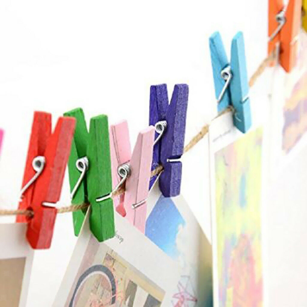 50x Mix Wooden Mini Pegs Craft Photo Hanging Spring Clips 2.5cm Clothespins