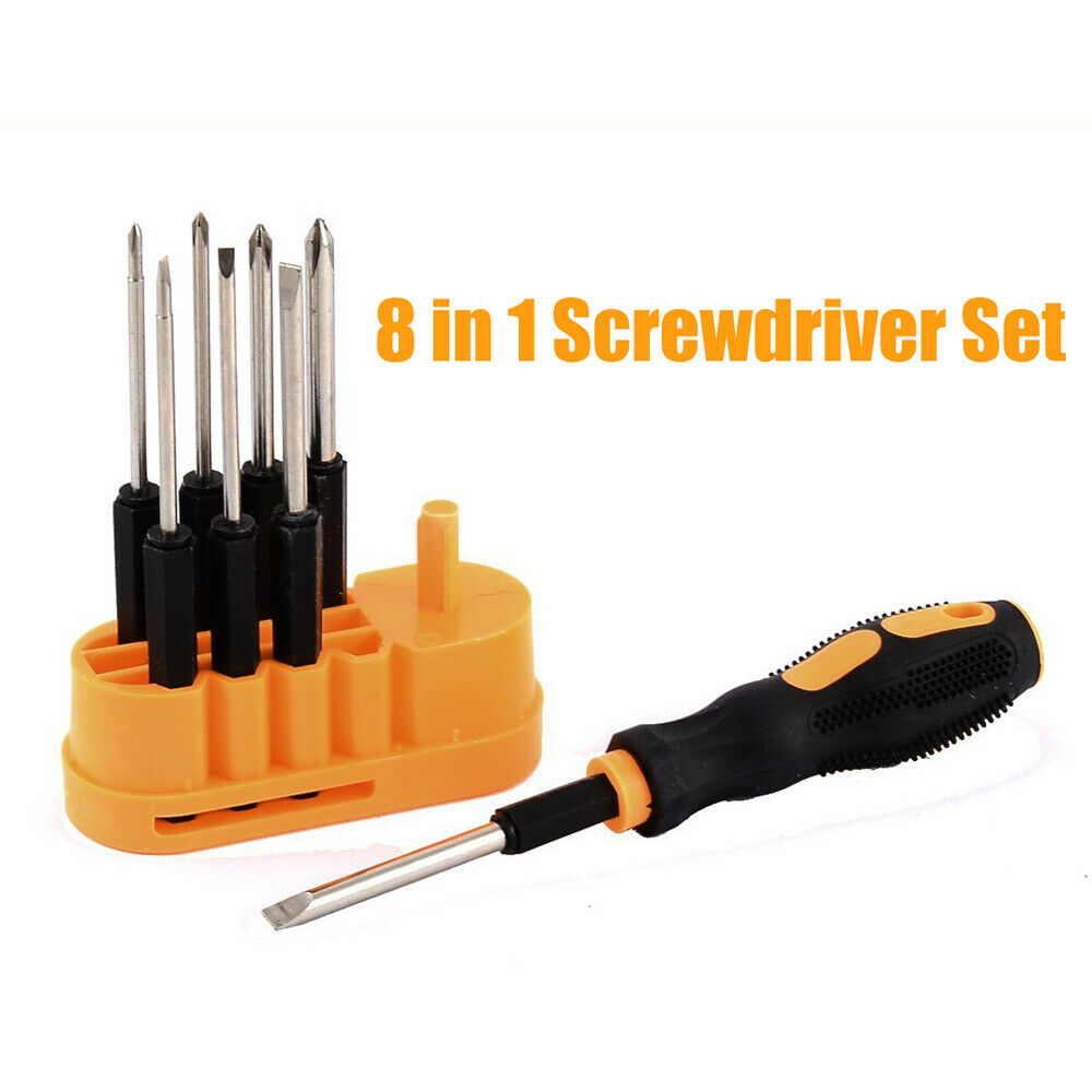 Cross Head Tool Screwdriver 8 In 1 Tool Set Soft Handle Slotted