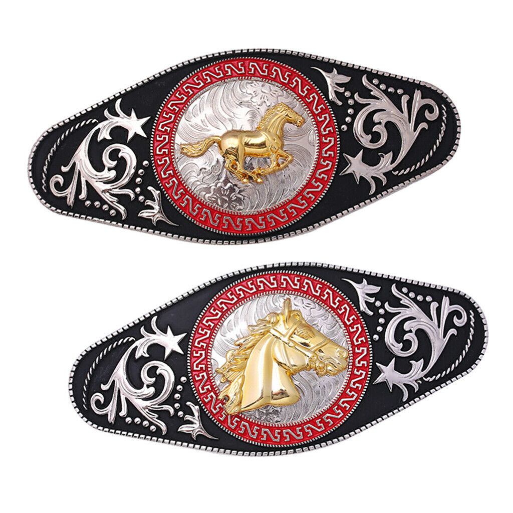 2x Rodeo Western Cowboy Belt Buckle Horse Head Zinc Alloy Belt Clamp Jewelry
