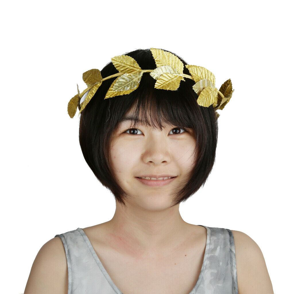 2pcs Golden Leaf Headband, Roman Greek Goddess Laurel Wreath, Fancy Dress Beach